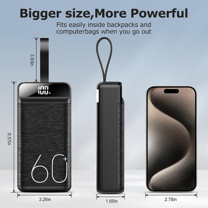 Power Bank 60000mAh 22,5W Schnellladung Tragbares Ladegerät USB-C Schnellladung mit 4 Ausgängen &amp; 3
