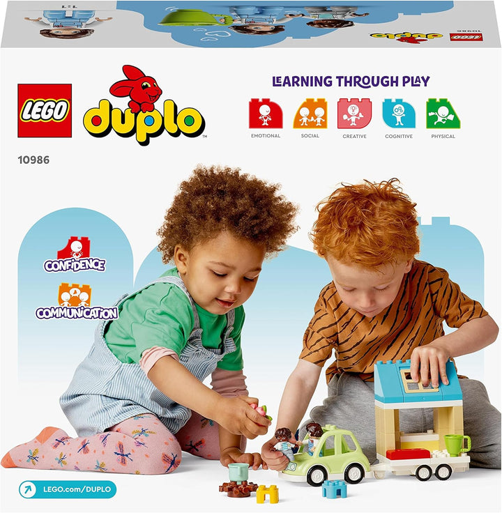 LEGO 10986 DUPLO Zuhause auf Rädern, Spielzeugauto mit grossen Steinen, Figuren und Spielzeugauto fü