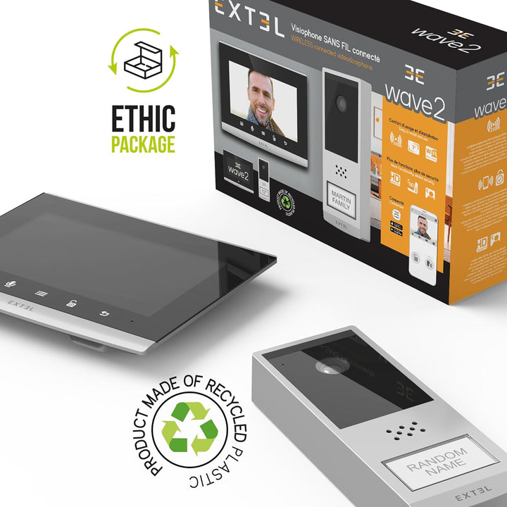 EXTEL 720321 Videotelefon – kabellos, lange Reichweite 350 m – Wave 2, Schwarz