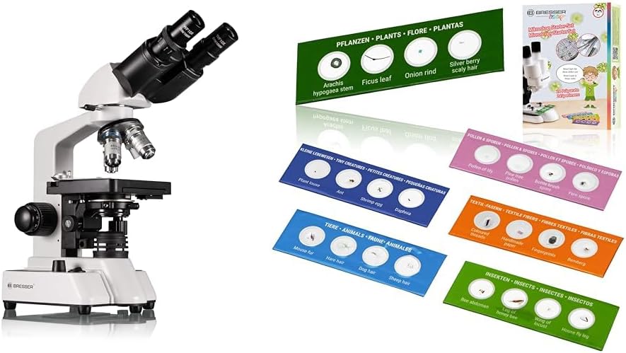 Bresser Bino 40x-1000x Vergrösserung für gehobene Ansprüche & Junior Mikroskop Experimentier-Set mit