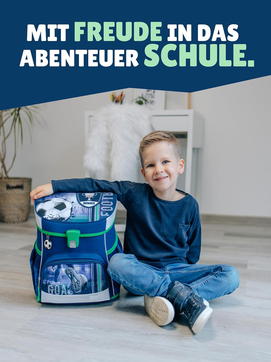 Familando Fussball Schulranzen-Set Scooli Campus FIT 10tlg. mit Sporttasche, Schultüte 85cm gross un