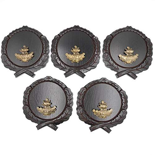GTK Set 5 Stück Keilerschilder geschnitzt dunkel AF 17,5 cm mit 5 Stück Eichenlaub Deckblatt gross K