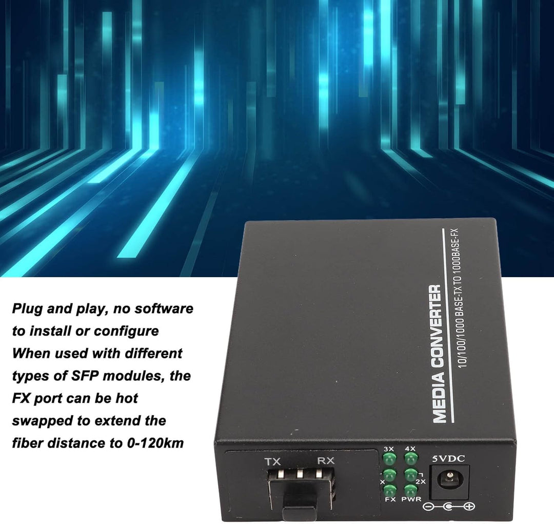 Medienkonverter, Gigabit 1 SFP-Port, 4 RJ45-Ports, 10/100/1000Base TX auf 1000Base FX, 25 km Reichwe