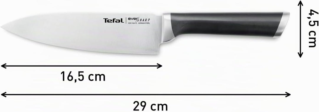 Tefal K25690 Ever Sharp Chef-Messer + Messerschärfer, 16,5 cm Kochmesser, exklusive Schleiftechnolog