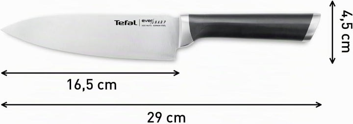 Tefal K25690 Ever Sharp Chef-Messer + Messerschärfer, 16,5 cm Kochmesser, exklusive Schleiftechnolog
