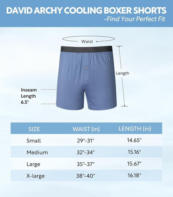 DAVID ARCHY 3/5er Pack Bambus Herren Unterhosen Boxershorts lockere Boxershorts Herren,Weich, Atmung
