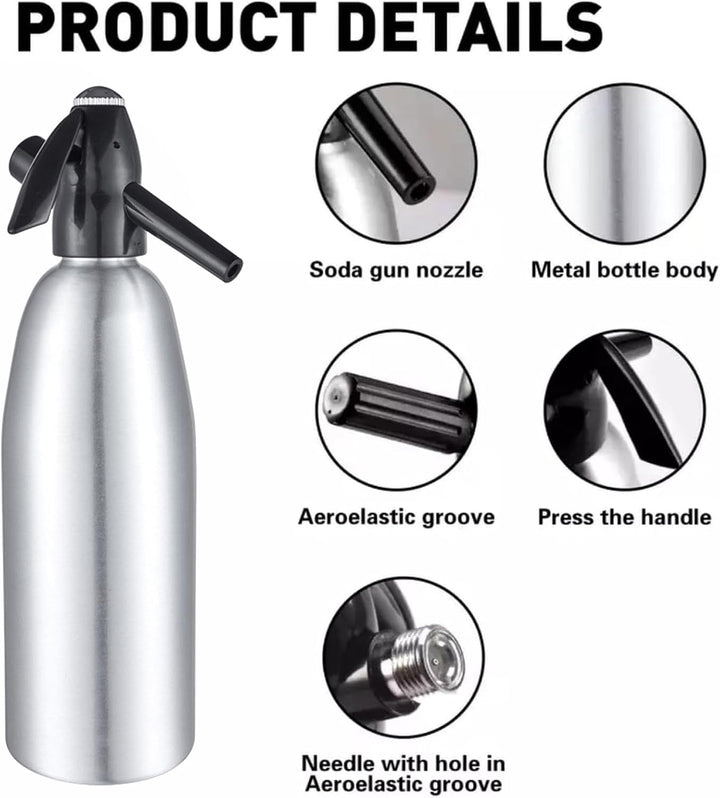 Soda Siphon,1L kohlensäurehaltiges Wasser Maschine,Seltzer Wasser Maker,Tragbare Aluminium Sparkling