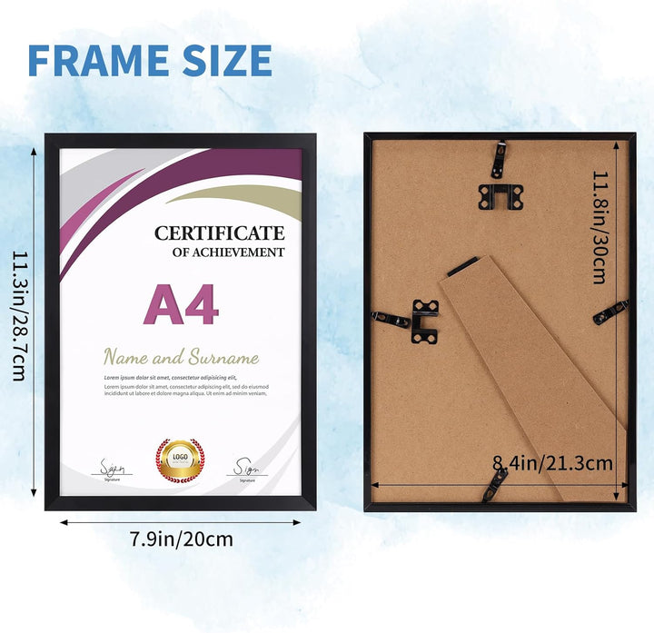 Hoikwo 18 Stück Bilderrahmen A4 Set, Schwarze Rahmen din A4 für 21x29,7 cm Foto Bilder Kinderzeichnu