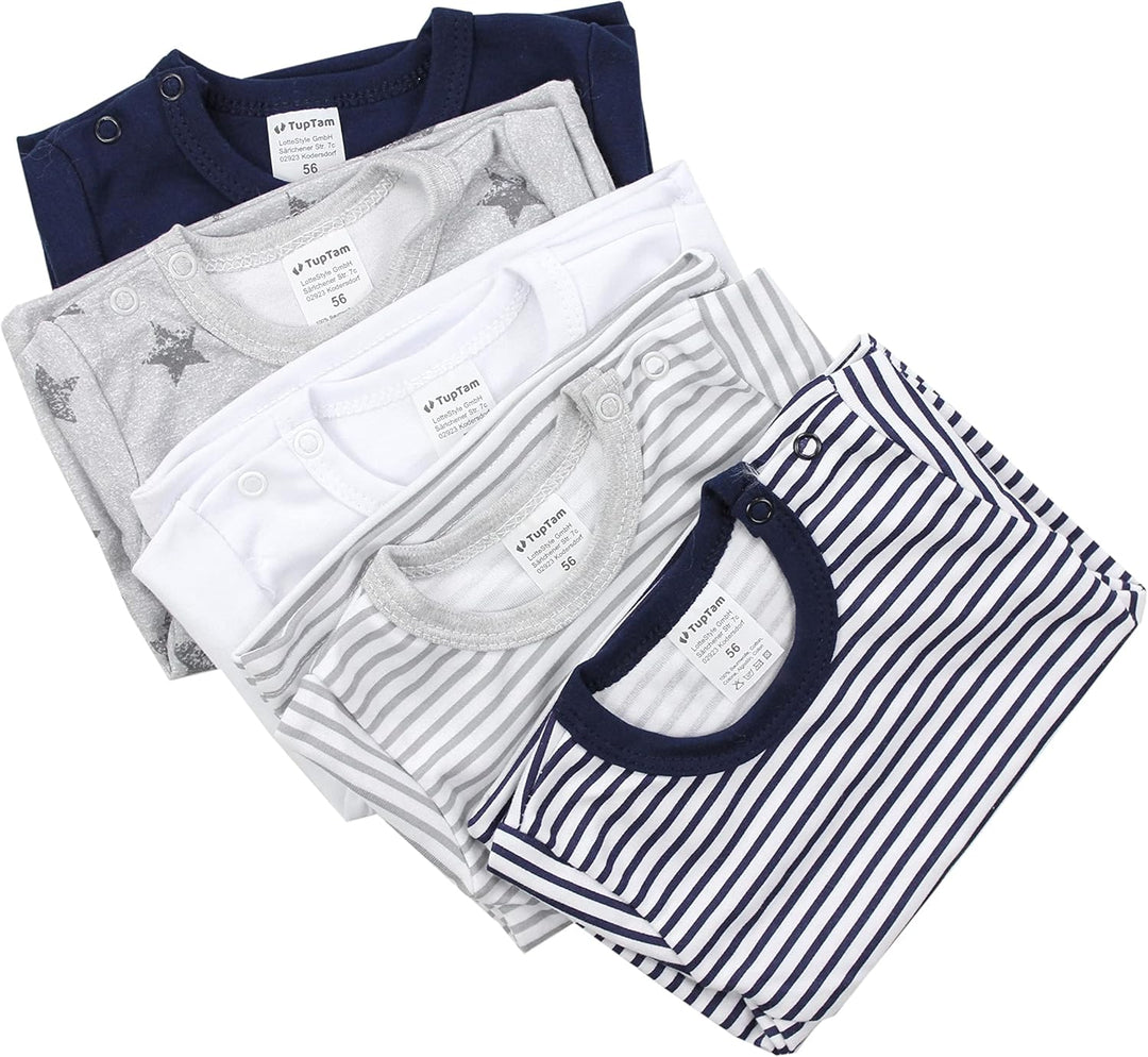 TupTam Baby Jungen Langarmshirt Gestreift 5er Set 62 Mehrfarbig 6, 62 Mehrfarbig 6