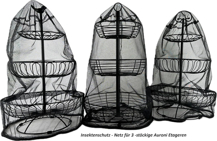Auroni Obst Etagere 3 Stöckig Obstkorb Obstschale Metall - schwarz - modern - dekorativ für mehr Pla