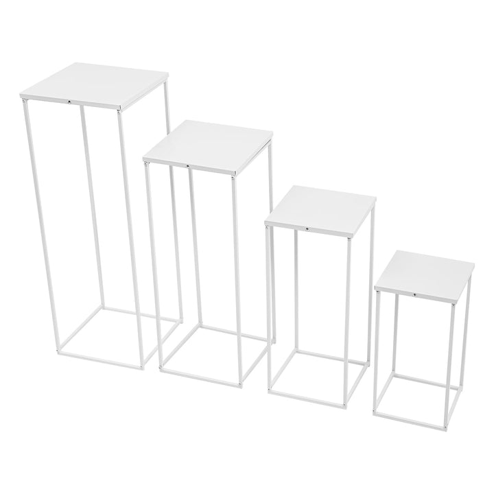 4 Stück Blumenständer, Metall Blumensäule Quadratisch Hochzeitsvase Weiss Pflanzenständer Bodenvasen