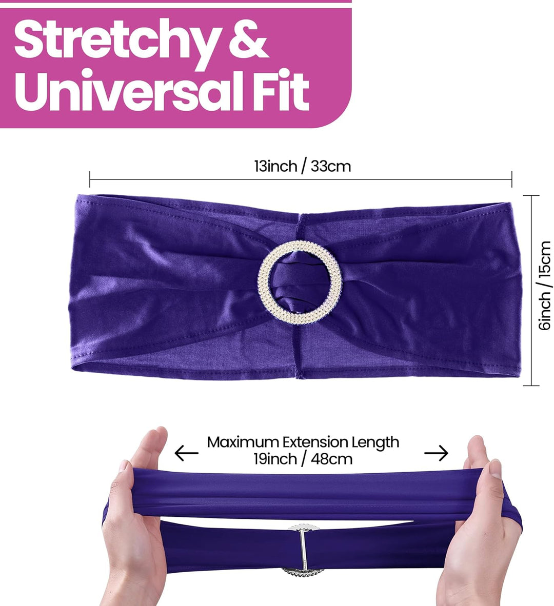 Weddecor Stuhldekoration, elastisches Stuhlband, Stuhlschärpe aus Spandex mit Schiebeschnalle, für H
