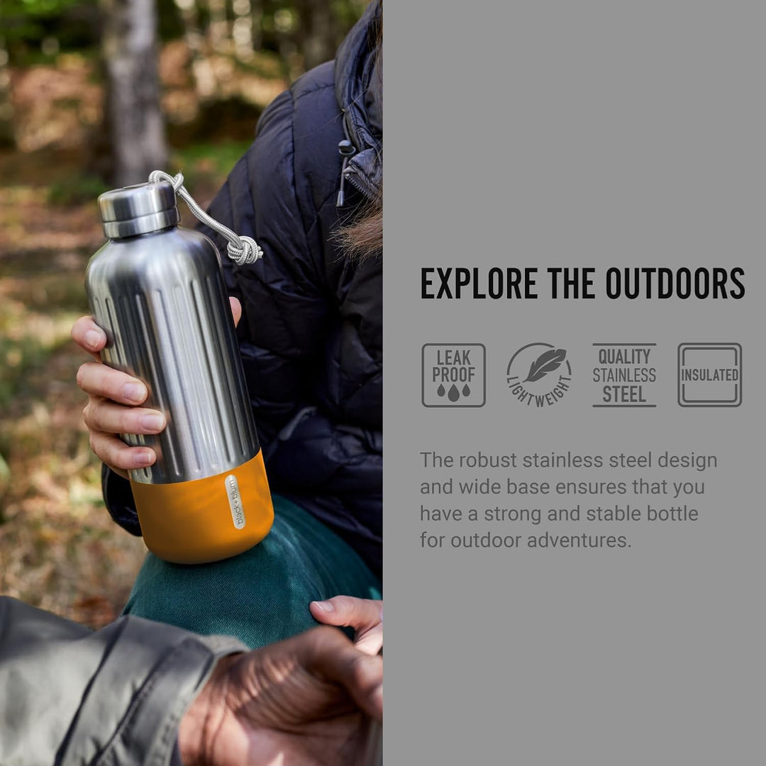 BLACK + BLUM Explorer Isolierflasche | Orange | 850 ml | Trinkflasche Thermo hält 24h kalt & 12h hei