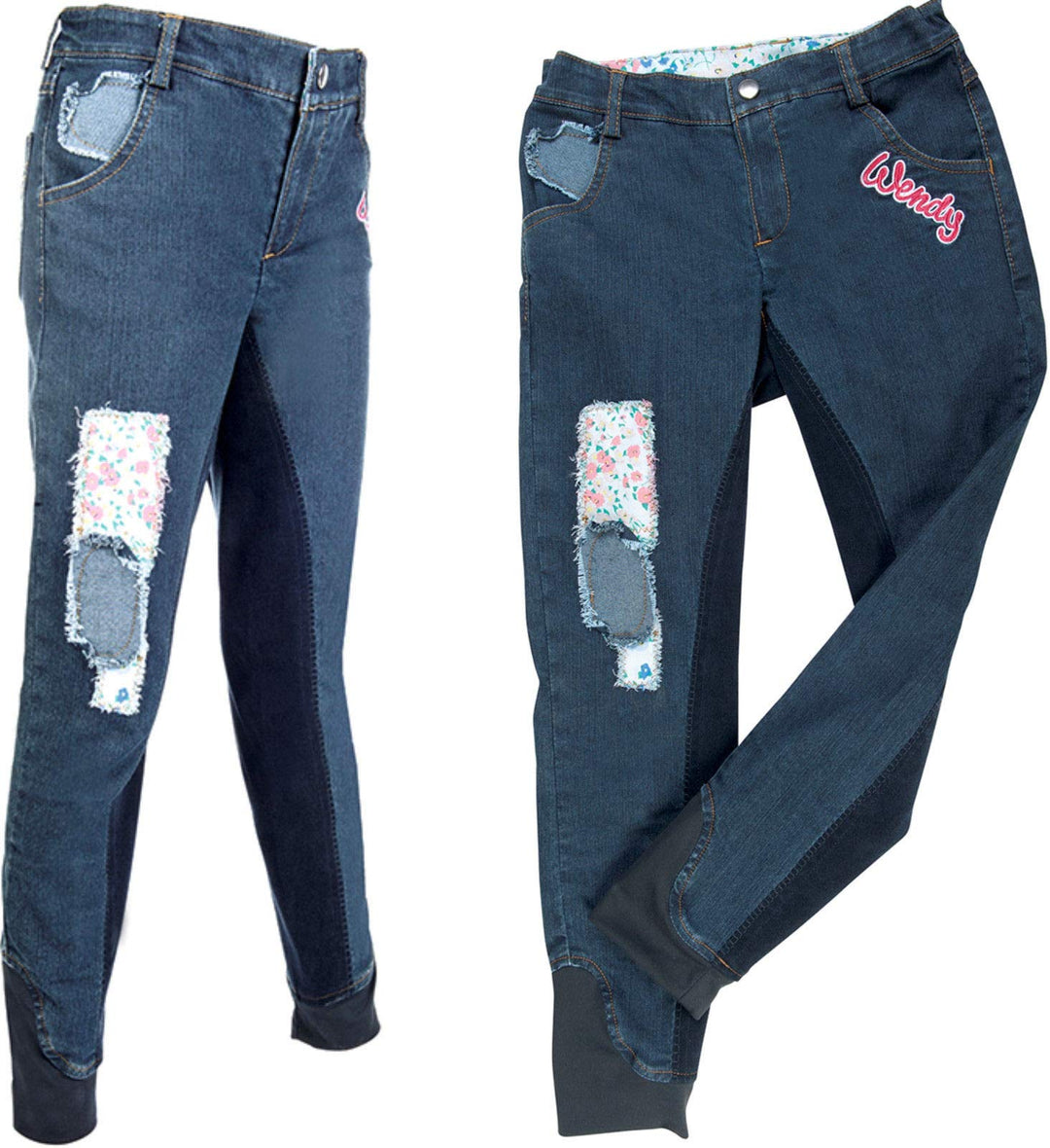 HKM 9980 Reithose Wendy Denim, Mädchen Mädchenreithose, 3/4 Alos Besatz, 110-164 158