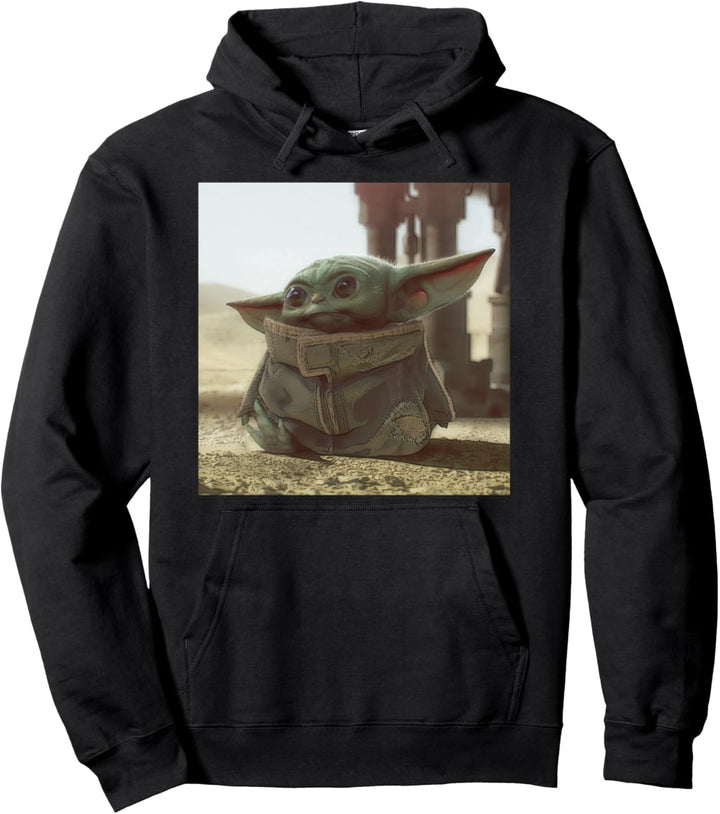 Star Wars The Mandalorian The Child Sitting Portrait Poster Pullover Hoodie