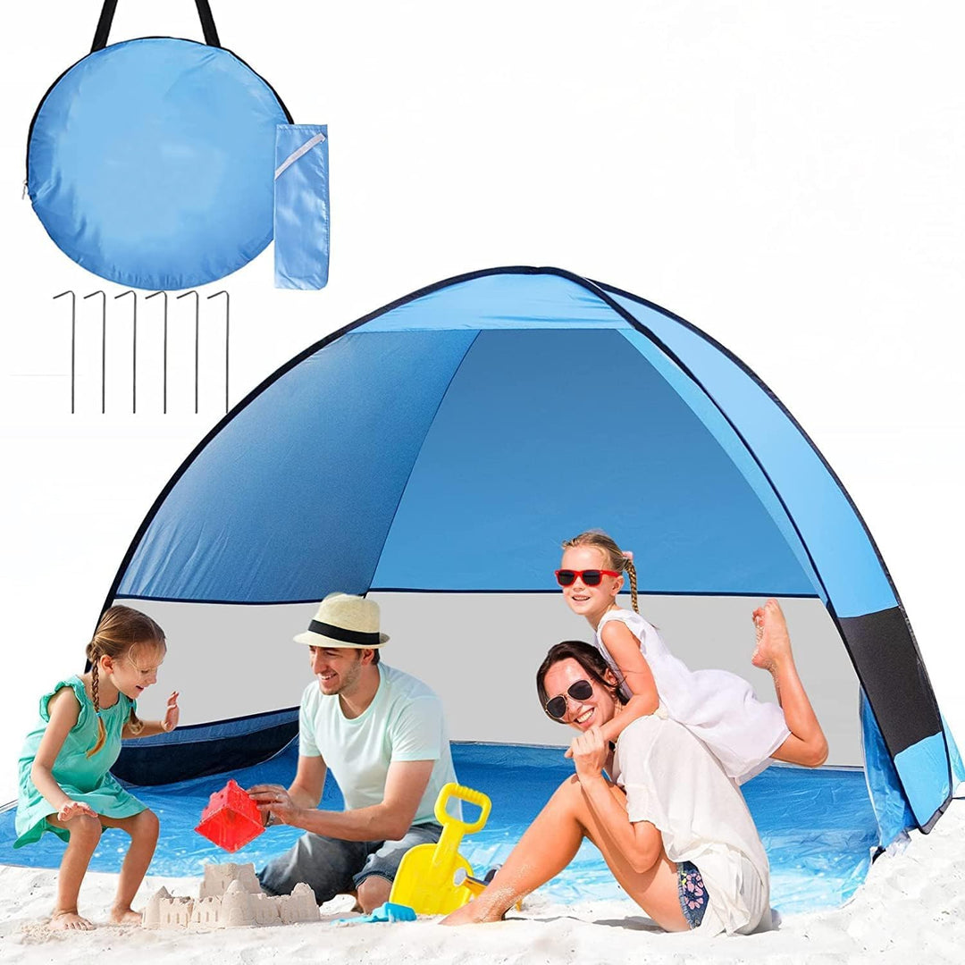 Strandmuschel Pop Up Zelt,Tragbar Light Automatisches Strandzelt UPF 50+ wurfzelt Sun Shelter für 3-