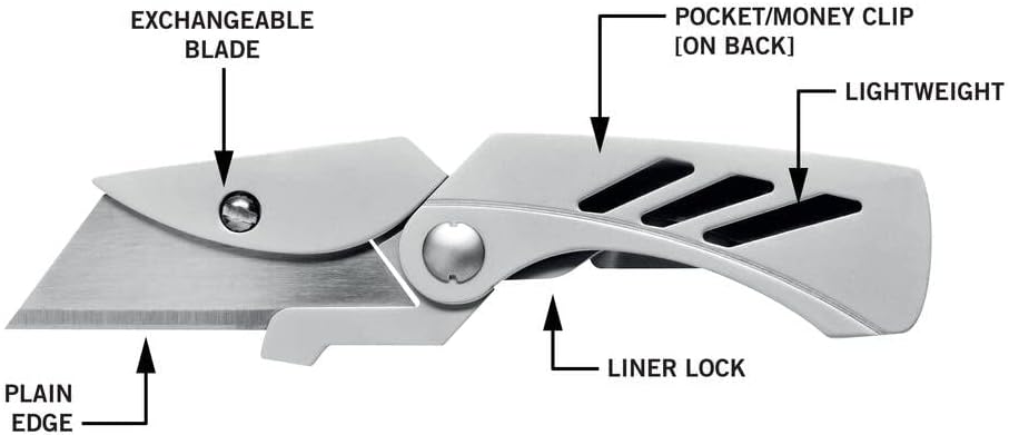 Gerber Cuttermesser, EAB Utility Lite, Klappbar, Klingenlänge: 3,8 cm, Edelstahl, Silber, 31-003036