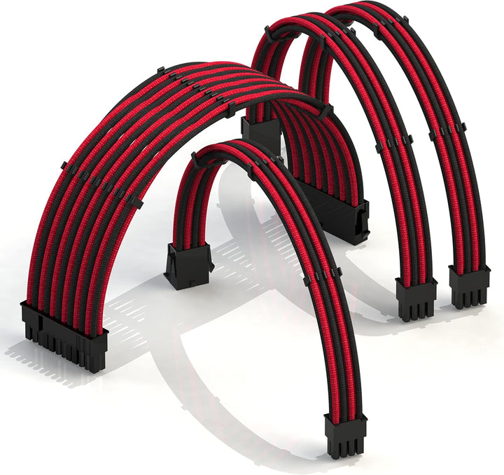 LINKUP - AVA 30cm PSU Kabelverlängerung Ummantelt GPU Nach Mass PC Stromversorgung mit Kamm-Kit┃1x 2