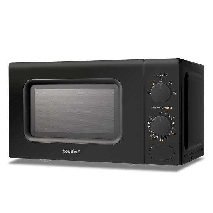 COMFEE' Mikrowelle, Schwarz, 20 Liter, 700 W, 5 Leistungsstufen, Schnellauftaufunktion, manueller Ti