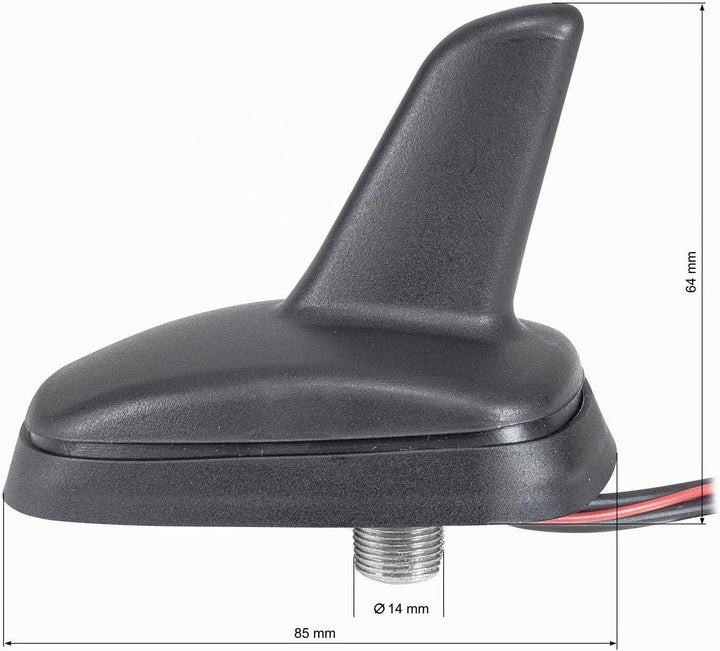 tomzz Audio 1000-048 DAB Antenne Auto Shark Design Dach-Antenne DAB+ FM aktiv Anschluss SMB Buchse K