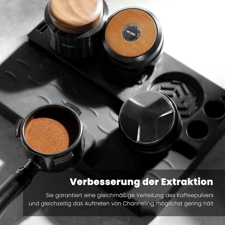 Espresso Leveler 58mm, Walnuss Oben Coffee Distributor für 58mm Siebträger, Höhenverstellbar Espress
