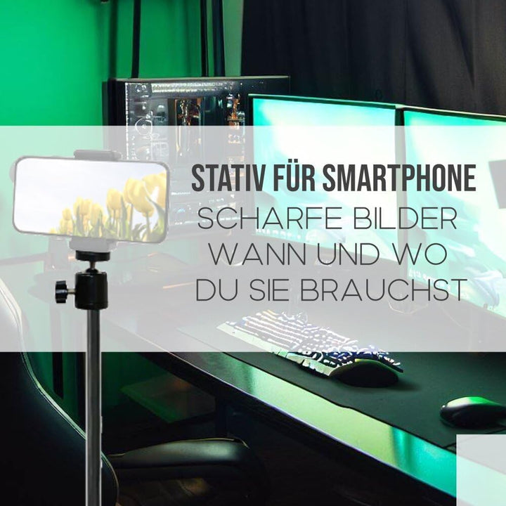 210cm Stativ Ständer kompatibel mit Apple iPhone Smartphone Handy Samsung Galaxy Bodenständer I 2,1m