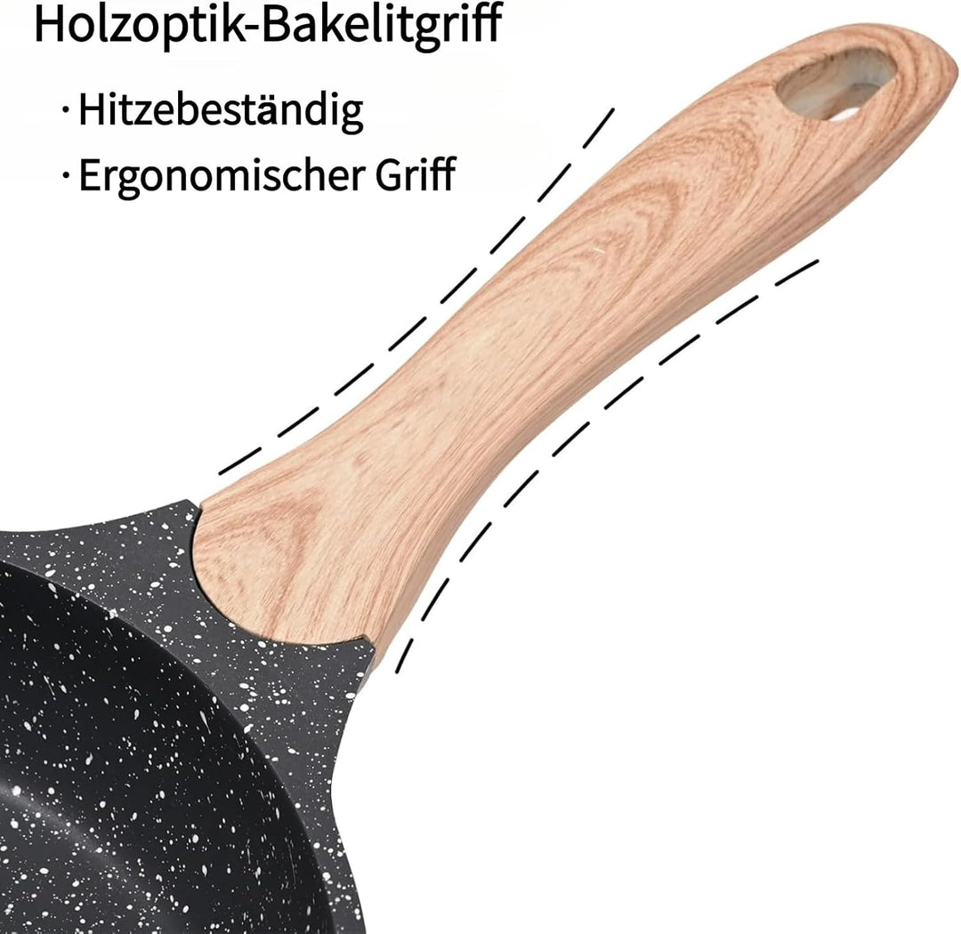 JEETEE Aluminium Bratpfanne 20 cm, Pfanne mit Antihaft-Beschichtung, Induktion Gas, gross robust & l