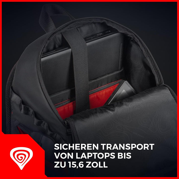 Genesis Pallad 420 Rucksack 15,6 Zoll / 18 L | Laptop-Rucksack mit 6 Taschen, Tabletfach, Trolley-Sy