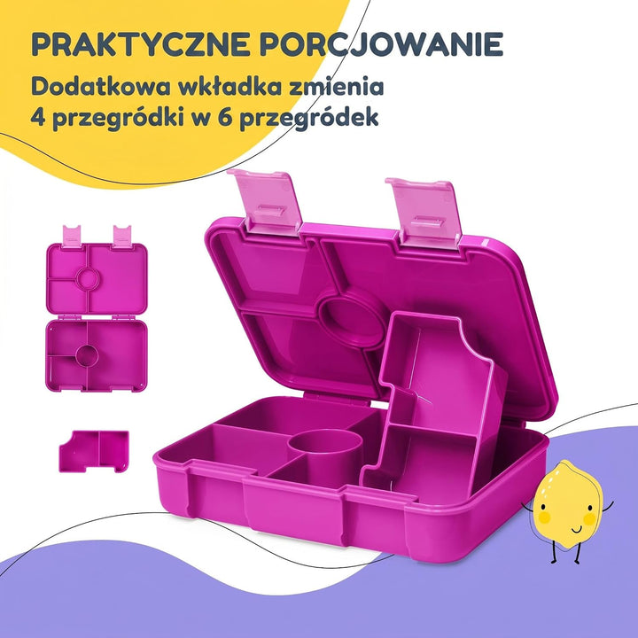 schmatzfatz Brotdose Kinder mit Fächern, BPA Frei Lunchbox Kinder, Bento Box Kinder, Brotbox für Mäd