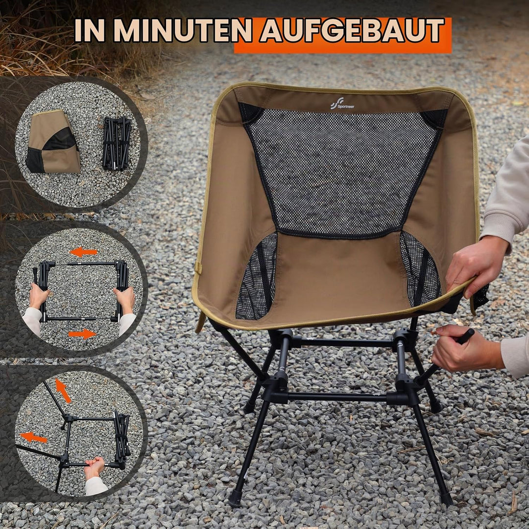 Sportneer Campingstuhl Faltbar Camping Stuhl Tragbarer Campingstühle 150Kg Faltstuhl Ultraleichter P