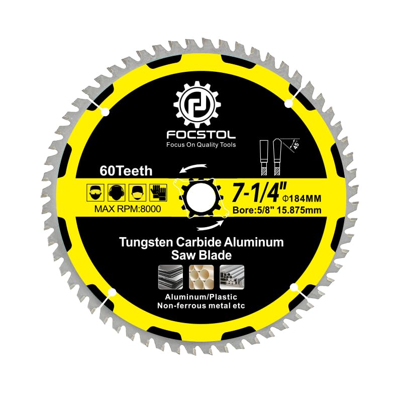 FOCSTOL Kreissägeblatt für Aluminium 184mm x 15,875mm - Sägeblatt 60 Zähne zum Schneiden von Nichtei