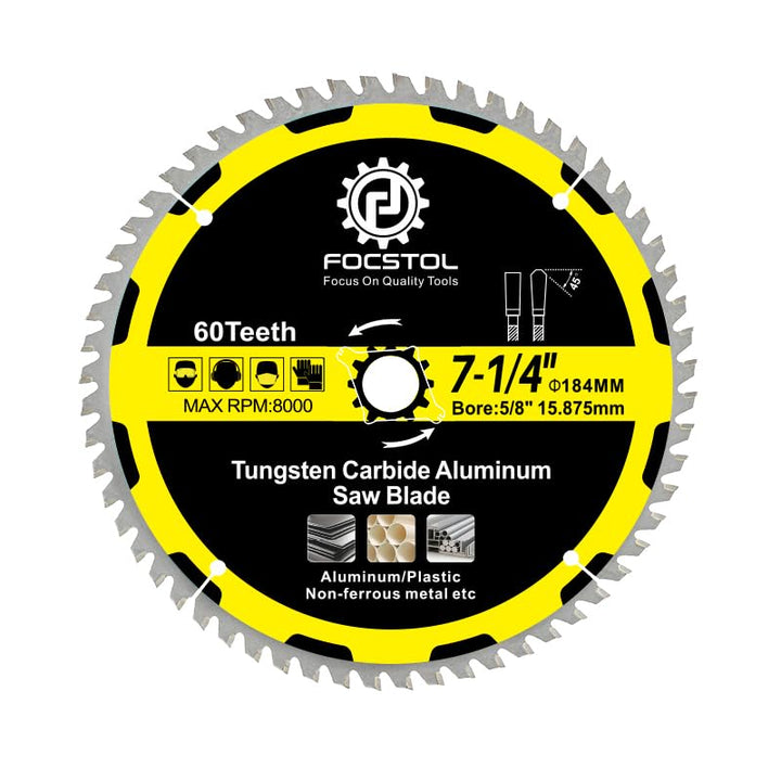 FOCSTOL Kreissägeblatt für Aluminium 184mm x 15,875mm - Sägeblatt 60 Zähne zum Schneiden von Nichtei