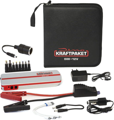 Bundle aus Dino KRAFTPAKET Kühlbox mit Powerbank für Auto Boot Camping für 12V und 230V Steckdose Po