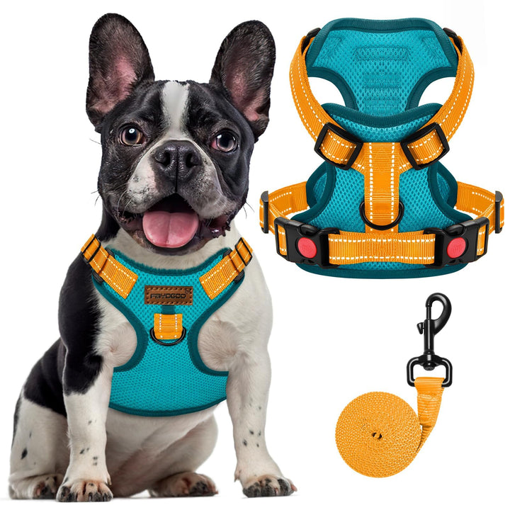 FAYOGOO Hundegeschirr, Kein Choke Front Clip Hund Reflektierendes Geschirr, No-Pull Verstellbare Wei