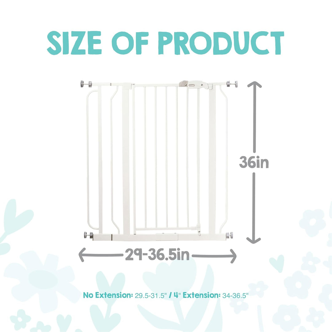 Regalo Easy Step Baby-Schutzgitter, Druckbefestigung, inklusive Verlängerungs-Kit (104 cm) Weiss, We