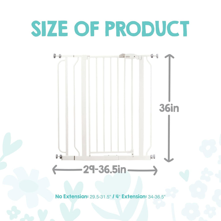 Regalo Easy Step Baby-Schutzgitter, Druckbefestigung, inklusive Verlängerungs-Kit (104 cm) Weiss, We