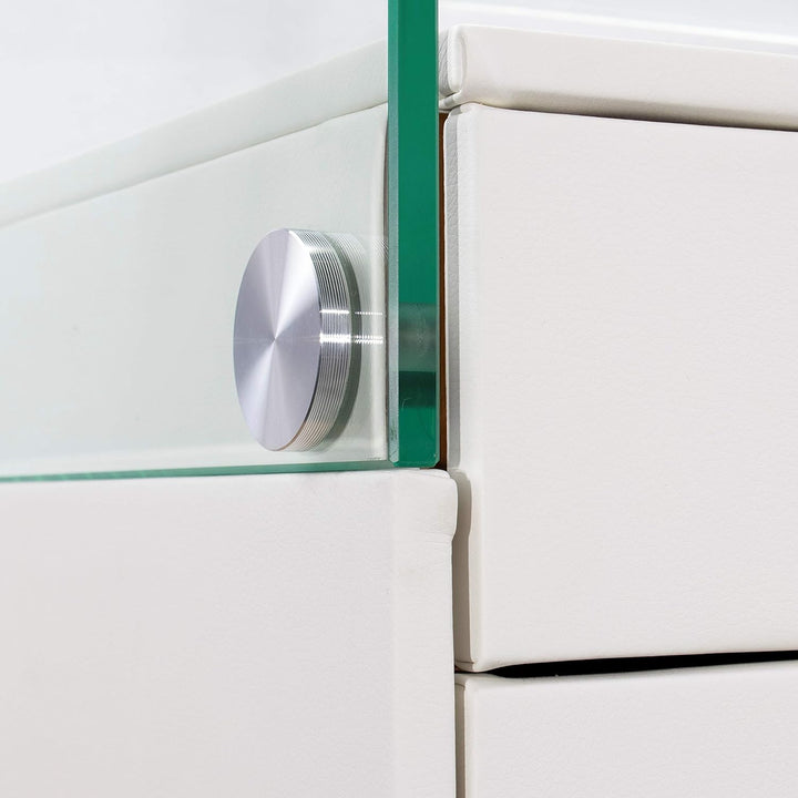 i-flair® - Nachttisch, Nachtkonsole aus hochwertigem Kunstleder - S69 Weiss, Weiss