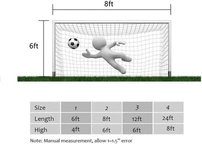 Fussball-Tornetz, volle Grösse, 6 x 4 Fuss / 8 x 6 Fuss / 12 x 6 Fuss / 24 x 8 Fuss Fussball-Tornetz