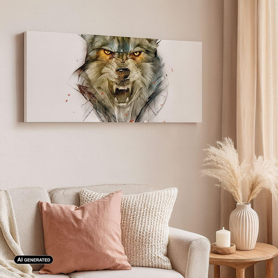 Wandbilder Dekoration Wohnzimmer Wolf Tier Wald Panorama Bilder auf Leinwand 120x50cm Leinwandbild m