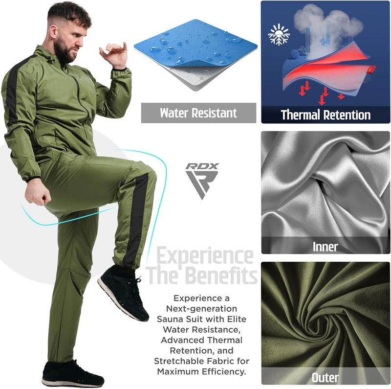 RDX Schwitzanzug Zum Abnehmen, Saunaanzug REACH OEKO TEX 100 ZERTIFIZIERT, Sauna Suit Fitnessanzug S