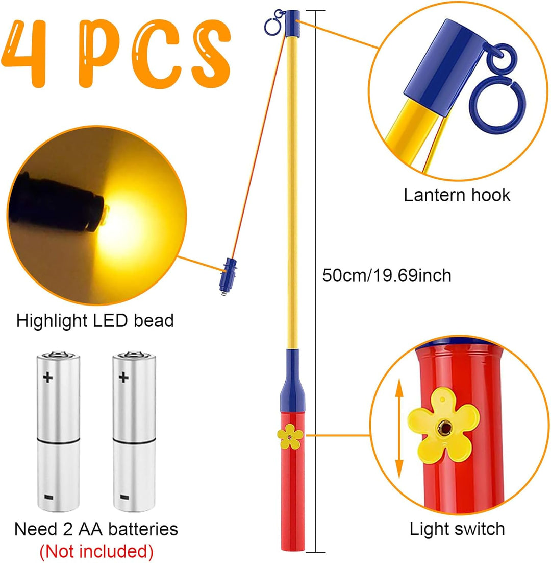 Laternenstäbe, Laternenstab Kinder LED, 4 Stück Elektronischer Laternenstab mit LED 50 cm, Laternens