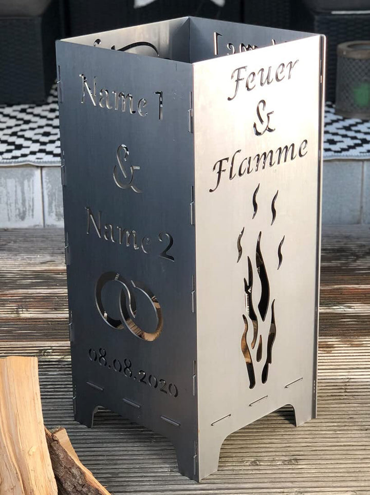 EXTRAVAGANT® Feuertonne Hochzeit Hochzeitsgeschenk PERSONALISIERT Namen Brautpaar Geschenk individue