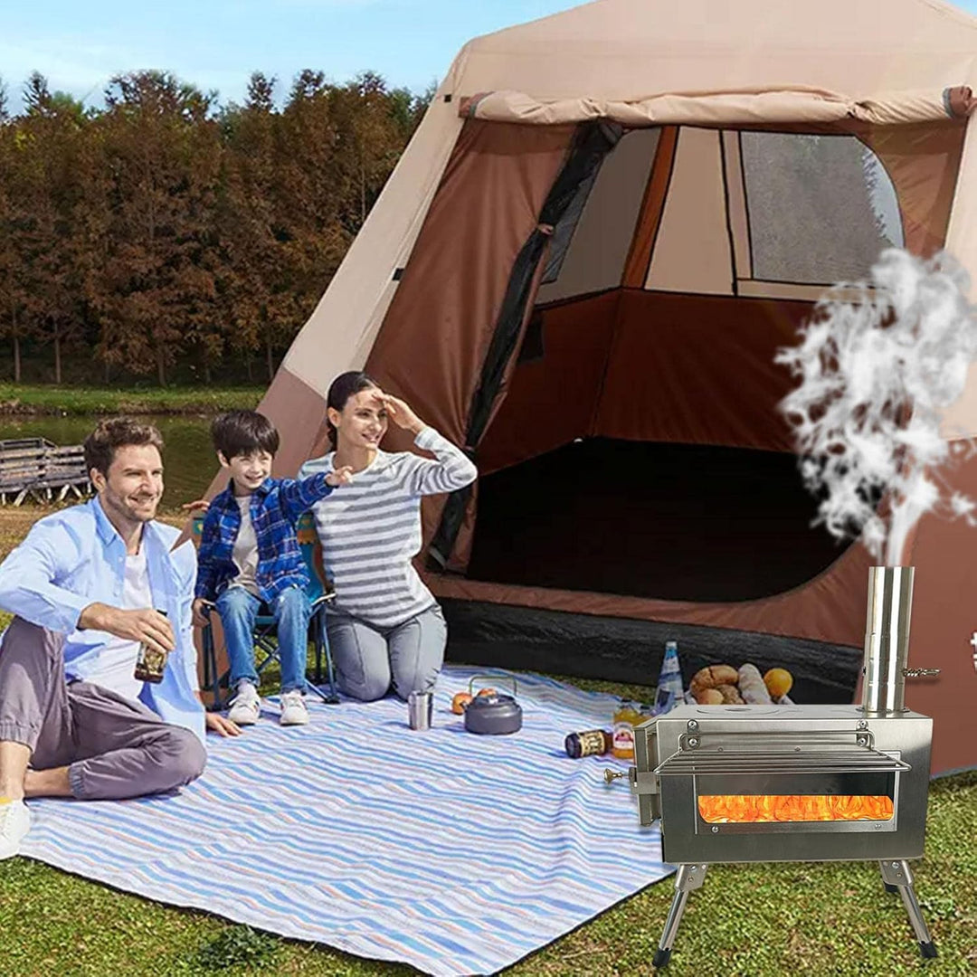 LOSOO Outdoor Kaminofen, Verstellbarer Luftstromregler Edelstahlkamin, Tragbarer Titan-Zeltofen-Rohr