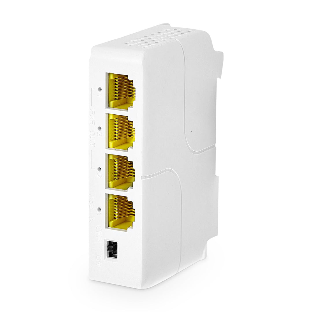 MokerLink 4 Port Gigabit PoE Extender, IEEE 802.3 af/at PoE Repeater, 10/100/1000Mbps, 1 PoE in 3 Po