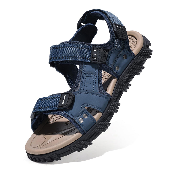 OutPro Herren Wandersandalen Sport Sandalen Wasserdichte Bequeme Ledersandalen Sandale verstellbare