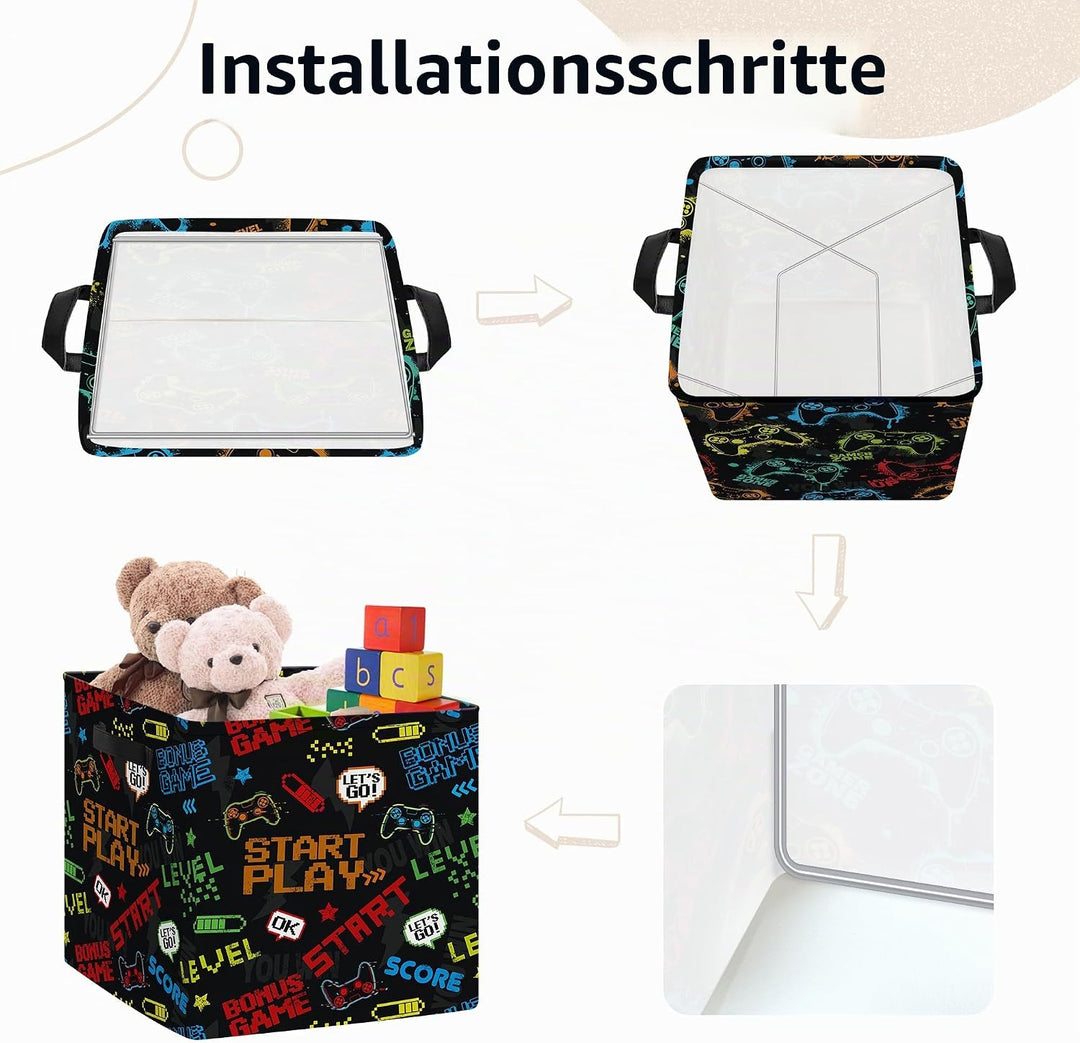 Clastyle 3 Stück Controller Aufbewahrungsbox Kinderzimmer Kallax Boxes Spielcontroller 30x30x30 cm,