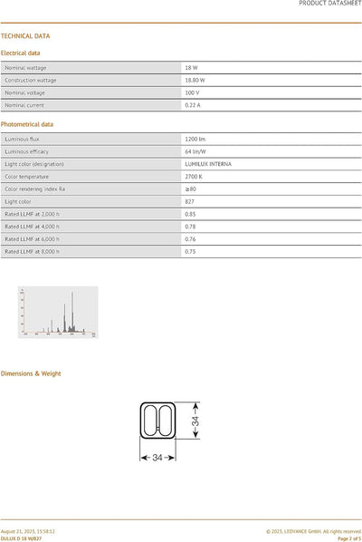 Osram 10x DULUX D 18W/827 G24d2 (100W) 2-PIN FS1 153mm Kompakt-LLp Interna f.KVG