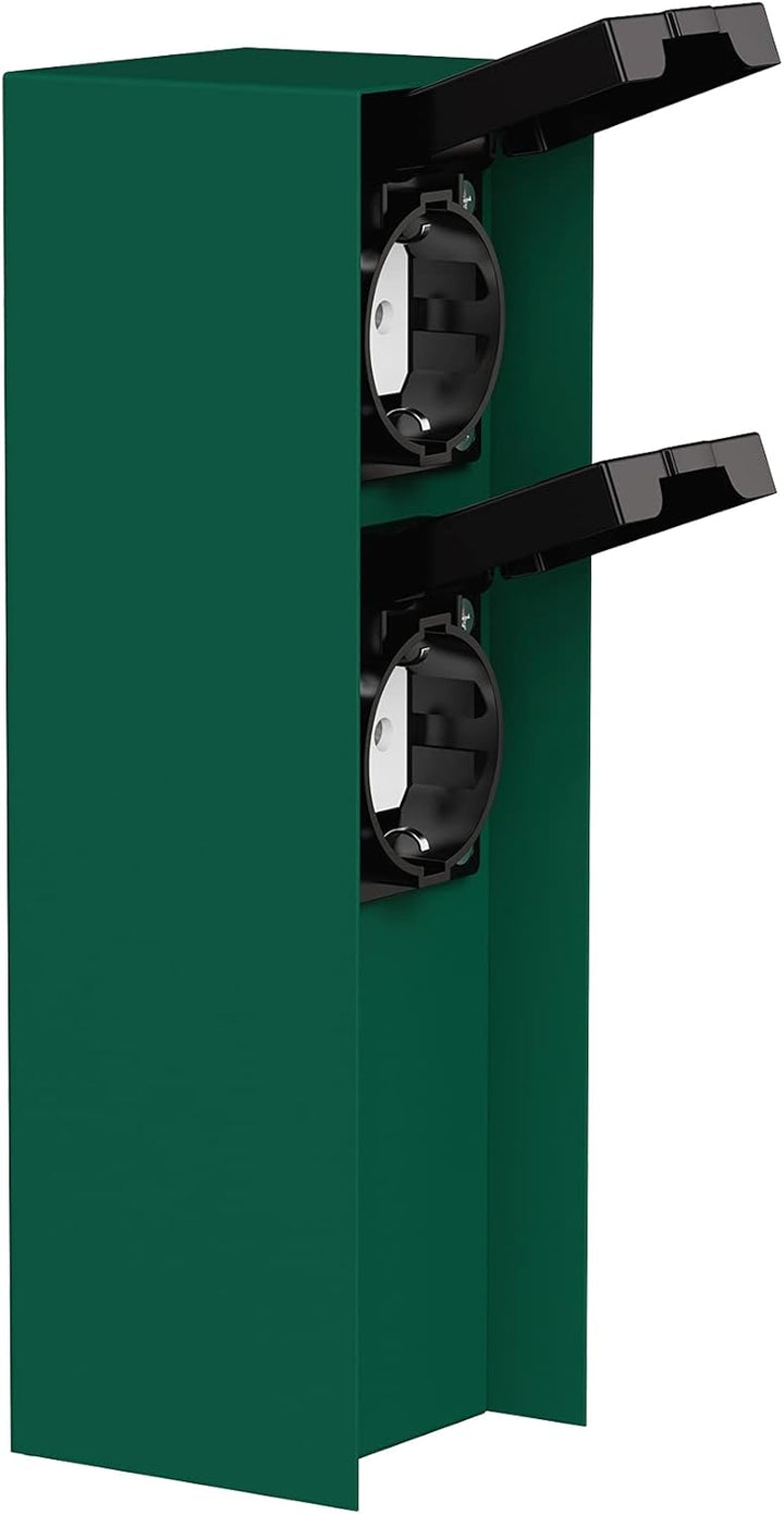 ledscom.de Garten-Steckdosen-Säule POMI mit Erdspiess für aussen, IP44, 2-Fach, grün, eckig, 23cm 1