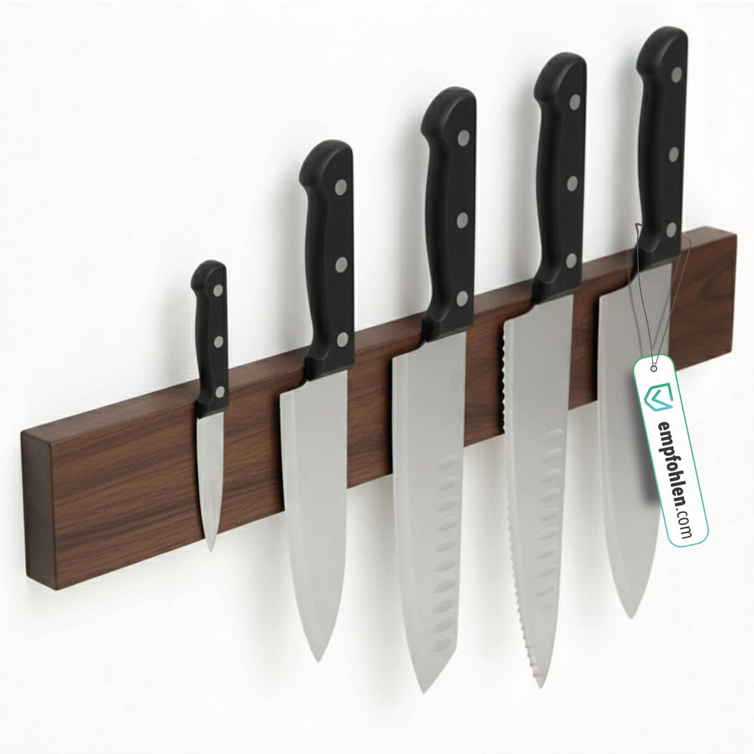 Kibun® Magnetleiste für Messer 40 cm; Extra Starker Magnet Messerhalter, edles Bambus/Walnuss Holz M