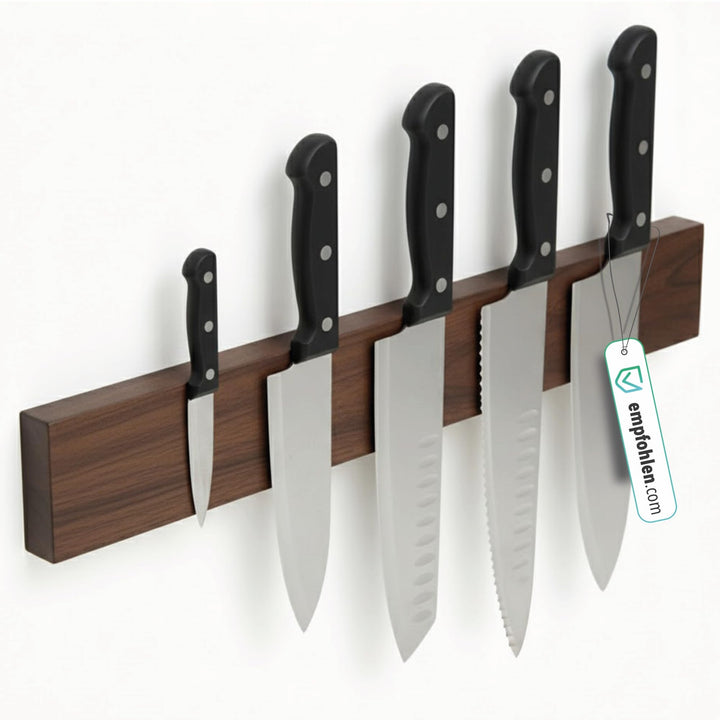 Kibun® Magnetleiste für Messer 40 cm; Extra Starker Magnet Messerhalter, edles Bambus/Walnuss Holz M